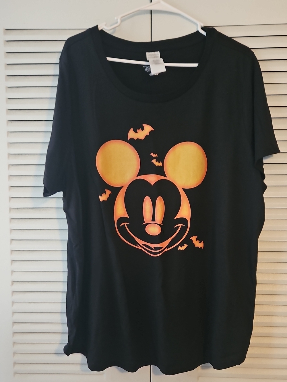 Disney Black Short-Sleeve Tee with Orange Mickey Halloween Graphic
